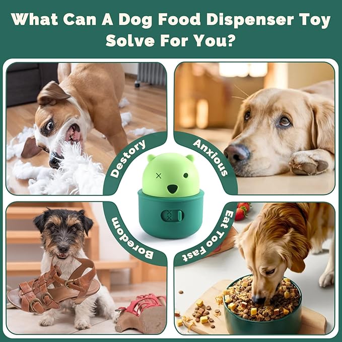 Silicone Dog Slow Feeder Toy - Interactive Puzzle Feeder & Food Dispenser for Small & Large Dogs - Enrichment Toys for Mental Stimulation - Fun Puppy Chew Toys & Cat Treat Dispenser to Keep Pets Busy