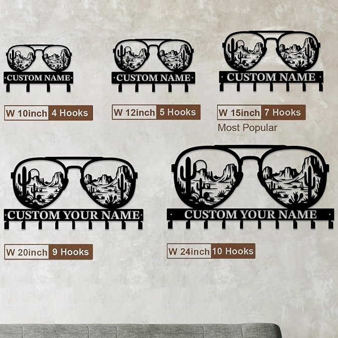 Custom Western Cowboy Metal Iron Key Hooks,Personalized Name & Text Engraving,Decor Wall Keys Holder for Home Entryway (Style D)