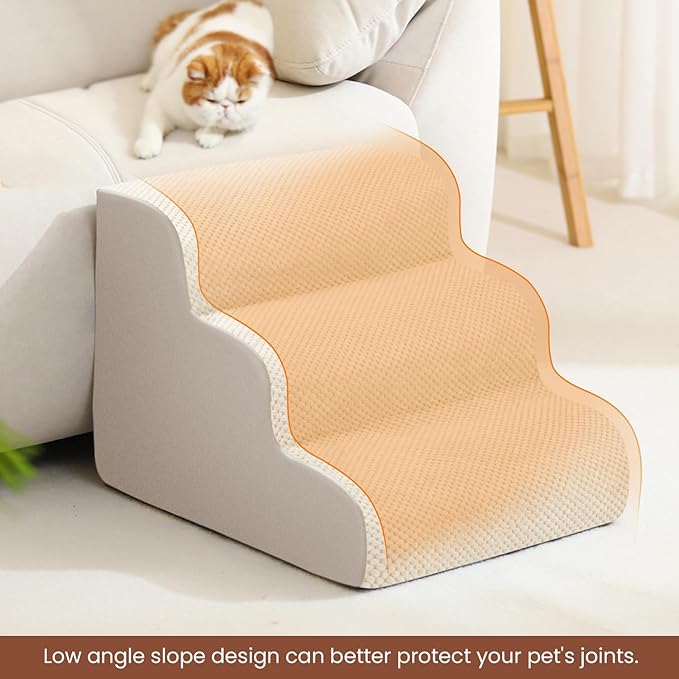 Dog Stairs for Small Dogs, High Density Foam Dog Steps, Extra Wide Non-Slip Pet Ramp for High Beds Or Couch, Soft Doggie Ladder for Dogs Injured, Older Pets, Small Cats