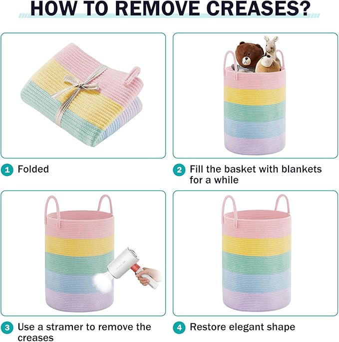 YOUDENOVA Laundry Hamper Basket, Woven 58L Tall Laundry Basket for Blanket Organizer- Clothes Hamper Baby Nursery Hamper for Blanket Storage in Bedroom