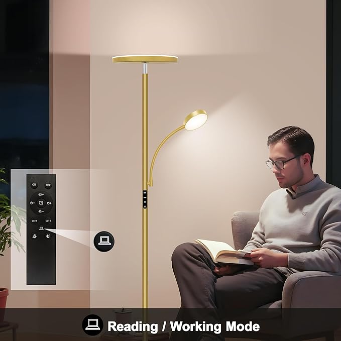 Floor Lamps for Living Room,42W/4200LM Bright Floor Lamp,2-in-1 Dimmable Standing Lamp with Reading Light,69'' Tall Lamp with Remote & Touch Control, Modern Floor Lamp for Bedroom,Office
