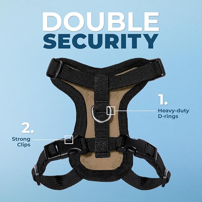Voyager Step-in Lock Adjustable Cat Harness w. Cat Leash Combo Set with Neoprene Handle 5ft - Supports Small, Medium and Large Breed Cats by Best Pet Supplies - Army/Black Trim, XXXS
