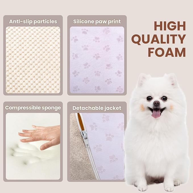 5 Steps Dog Stairs for Bed, 24" Dog Steps for High Bed, High Density Pet Steps for Small Dogs, Extra Wide Non-Slip Dogs Ramp for Injured, Older Pets, Small Cats, White