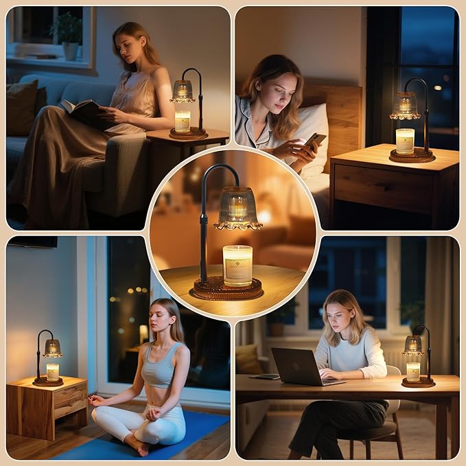 Candle Warmer Lamp with Timer Dimmable, Birthday Gifts for Women Mom, House Warming Gifts New Home Decor, Wax Melt Warmer for Jar Candles with 2 Bulbs