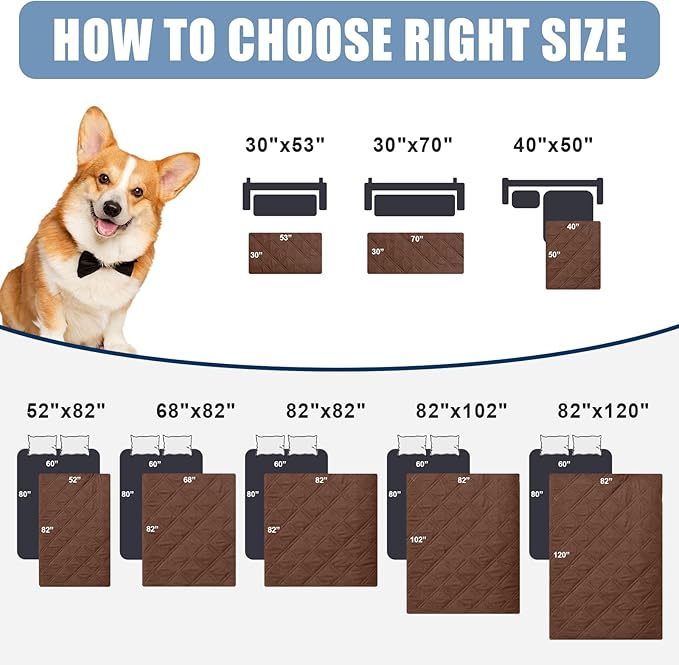 Smiry Waterproof Dog Blanket, Reversible Dog Bed Cover Pet Blanket, Soft Pet Couch Covers for Sofa Washable, Bed Couch Sofa Furniture Protector for Puppy Cat Kids (68"x82", Brown/Chocolate)