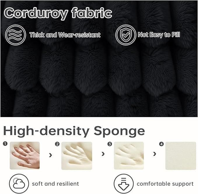 108" U Shaped Sectional Couch with Ottoman, Corduroy Modular Sectional Sofa with Deep Seat, Modern Modular L-Shape Sofa Couch with Chaise,Upholstered Boneless Couches for Living Room Bedroom