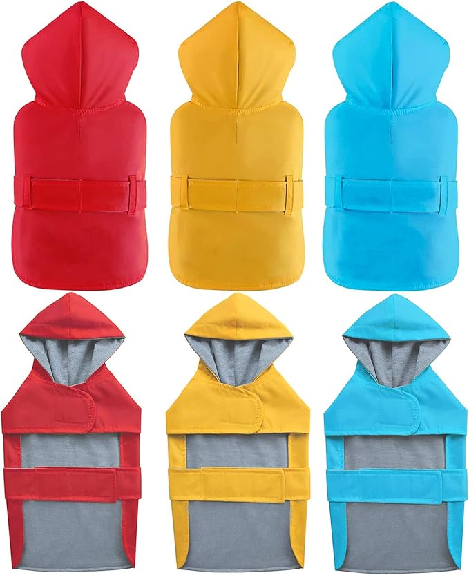 LeerKing Raincoat for Dogs - Hooded with Leash Hole, Waterproof Double Layer Coat Jacket with Lining, 10 Sizes for Small Medium and Large Dogs,Red,L