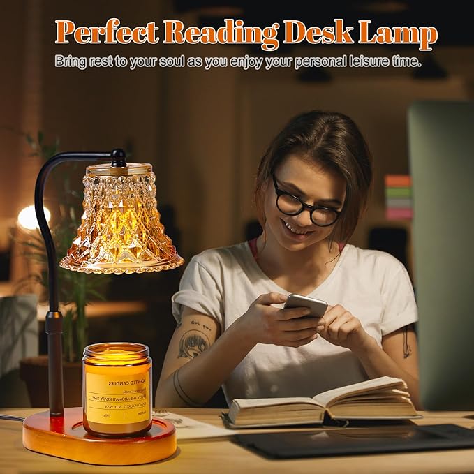 Candle Warmer Lamp with Candle Melter, Electric Candle Lamp Warmer, with Timer & Dimmer Height Adjustable Scented Candles, Mother's Day Christmas Gift for Mom, Candle Warmer Lamp Bulbs for Home Deco
