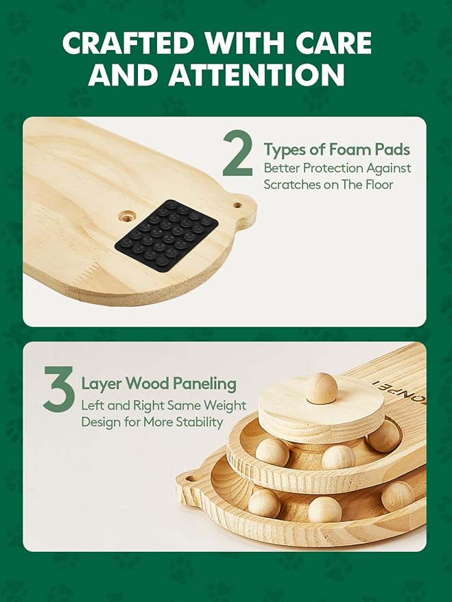 NZONPET Cats Scratching Post 34.3" Tall Scratch Post Premium Sisal Rope Scratch Posts for Kitten and Adult Cats All Natural Rope Wooden Ball Track Interactive Toy with Dangling Balls