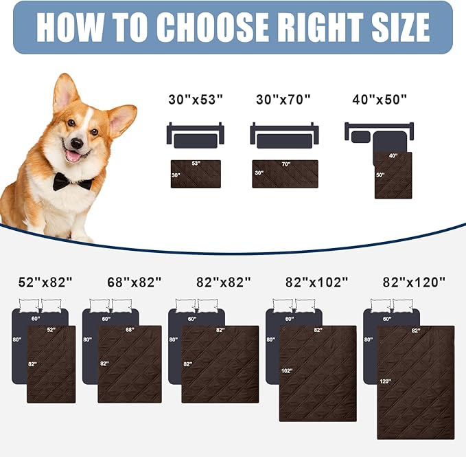 Smiry Waterproof Dog Blanket, Reversible Dog Bed Cover Pet Blanket, Soft Pet Couch Covers for Sofa Washable, Bed Couch Sofa Furniture Protector for Puppy Cat Kids (52"x82", Chocolate/Dark Grey)