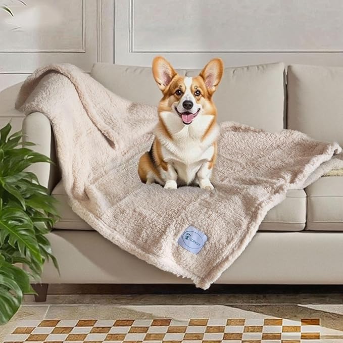 1 Pack 3 Dog Blanket Calming Blankets Fluffy Premium Fleece Puppy Blanket Soft Sherpa Pet Blanket for Dog Puppy Cat Beige,Medium(29'' x20’’)