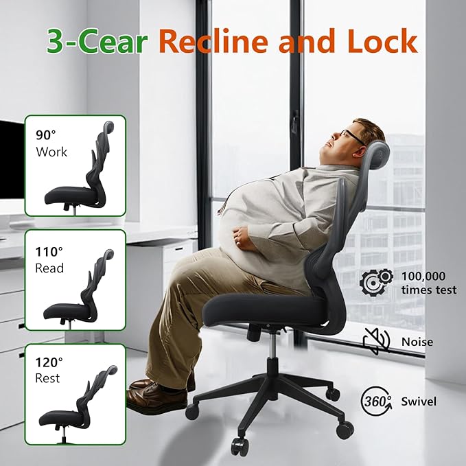 TT Airflex V2 Mesh Ergonomic Super Soft Wide Cushion Office Computer Desk Chair Adjustable Arms (Graphite Black)