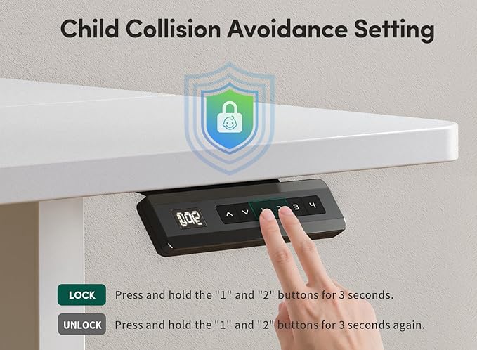 FEZIBO 40 x 24 Inch Height Adjustable Electric Standing Desk with Double Drawer, Computer Desk, Home Office Stand Up Table with 4 Height-Adjustable Feets & 2 Hooks, White