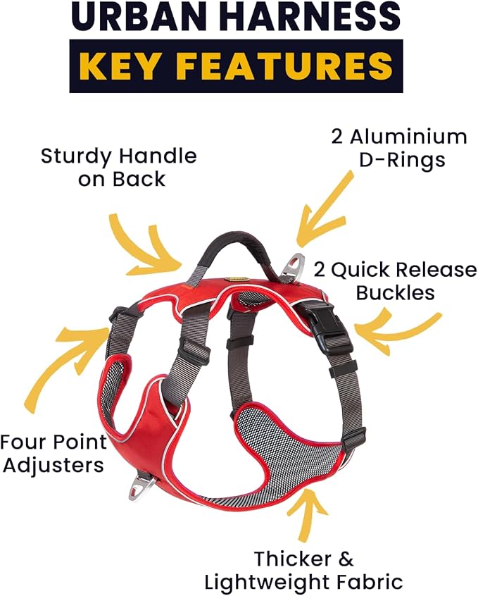 No Pull Dog Harness with Back Control Handle for Large Dogs, Reflective Vest, Adjustable and Padded, Easy Walk Front/Back Clips (Red, Large)
