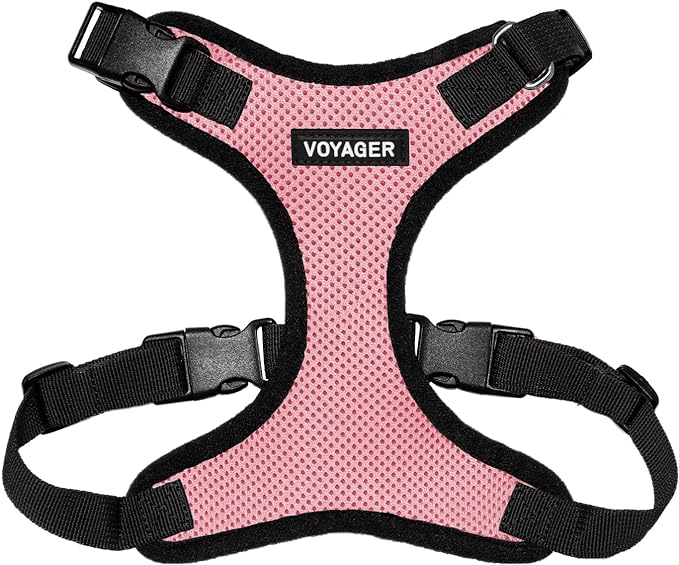 Voyager Step-in Pet Harness - All Weather Mesh, Adjustable Step in Harness for Cats and Dogs by Best Pet Supplies - Pink/Black Trim, XS