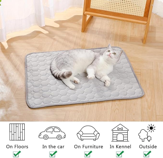 Dog Cooling Mat, Cooling Mat for Cats Dogs, Washable Cool Bed, Portable Pet Cool Pads for Dogs & Cats, Home & Outdoor (70cm X 100cm)