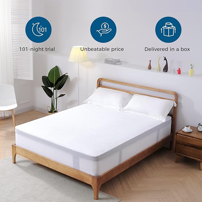 Inofia Twin Mattress 12 inch Hybrid Twin Size Mattresses Cool Bed with Waterproof Mattress Protector Included, Medium Firm Feel, Motion Isolation, 101 Nights Trial