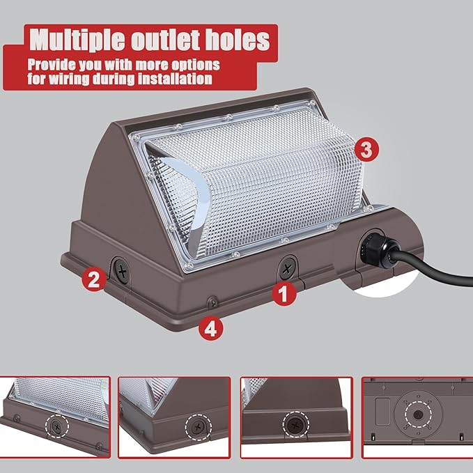 120W LED Wall Pack Outdoor, Super Bright Wallpack Lights, 5000K IP65 Waterproof Exterior Security Commercial Wall Mount Flood Lighting for House Building Shop 6 Pack