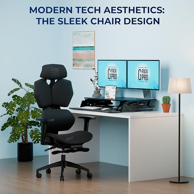 Mesh Office Chair – Ergonomic Office Chair with 4-Level Adjustable Lumbar Support, Headrest, 3D Armrest & Footrest – Holds Up to 290lbs (G-Howk-Pro -1)