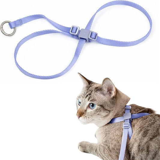 Cat Harness Escape-Proof Anti-Choking Adjustable Nylon Harness Lightweight with Anodized Aluminum Buckle, Ideal for Cats Outdoor Walking and Training, IDA Award (Blurple, M (17.7"))
