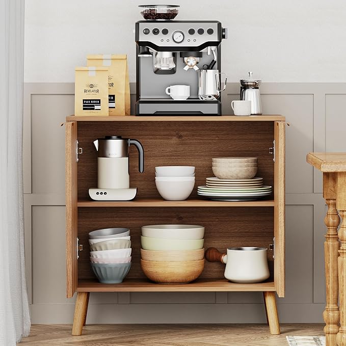 Fluted Storage Cabinet, Buffet Cabinet Sideboard, Modern Accent Cabinet Console Table for Entryway, Living Room