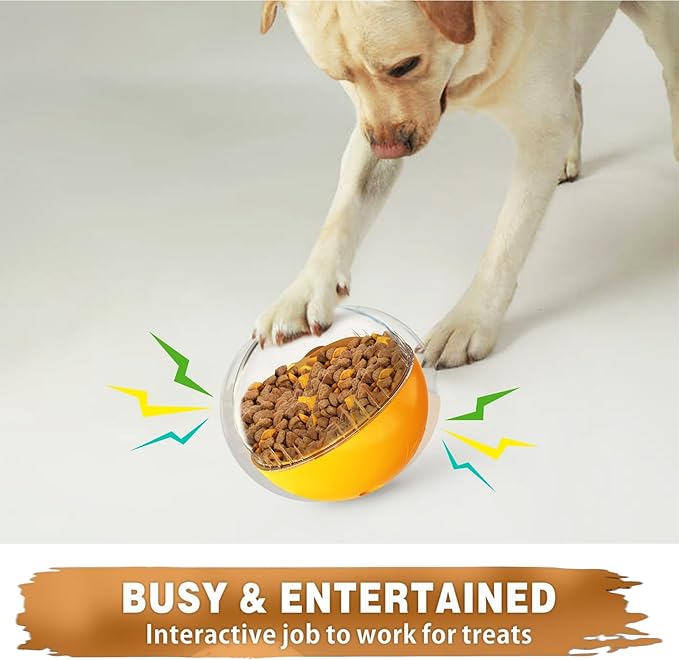 Enrichment Interactive Dog Treat Toy - Level 1 Mental Stimulation for Dogs, Dog Toys for Boredom Busy (Beginner-Orange 5.6" Squeaky Ball)