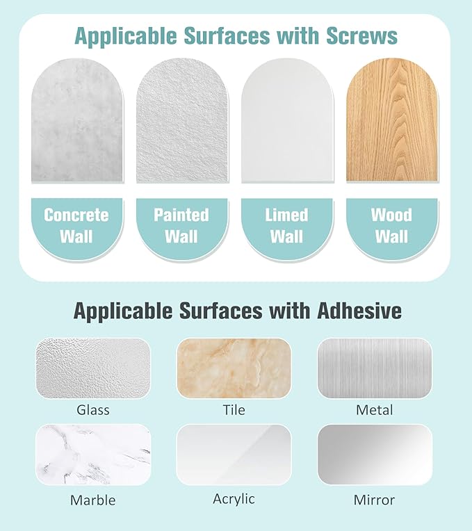 RELBRO Key Holder Wall Mount, Large Metal Self Adhesive Key Rack with 4 Hooks, 2 Installation Options, Silver