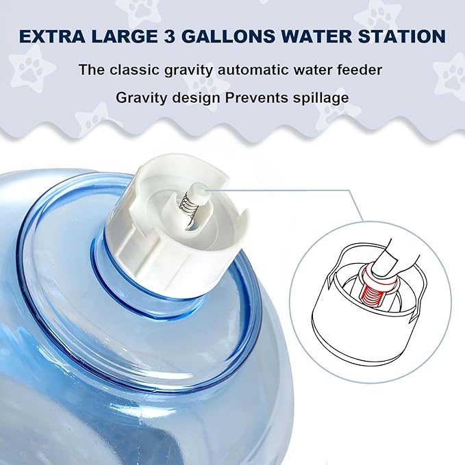 Water Dispenser for Large Dogs and Cats, 3 Gallon Large Capacity Gravity Automatic Water Feeder, Indoor Outdoor Dog Drinking Fountain, No Filter, Dog Water Bowl for Multiple Pets, BPA Free