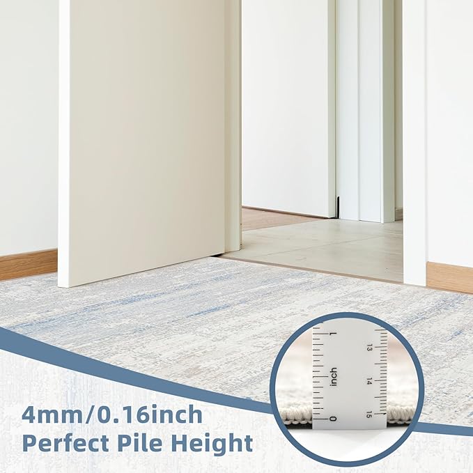 Washable Rugs 5x7 Area Rugs for Living Room- Modern Abstract Rugs for Bedroom,Dining Room,Large Soft Low Pile Carpet with Non Slip Rubber Backing,Neutral Accent Nursery Rug for Home Office