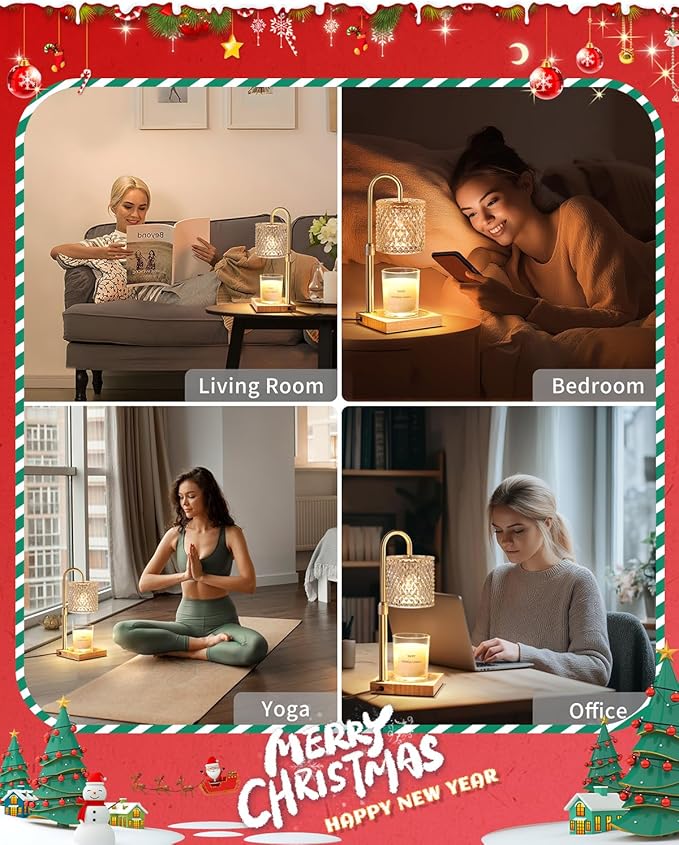Candle Warmer Lamp with Timer Dimmer Adjustable Height, Candle Warmer with 2 Bulbs for Jar Candles, Home Decor, Birthday Gifts for Women