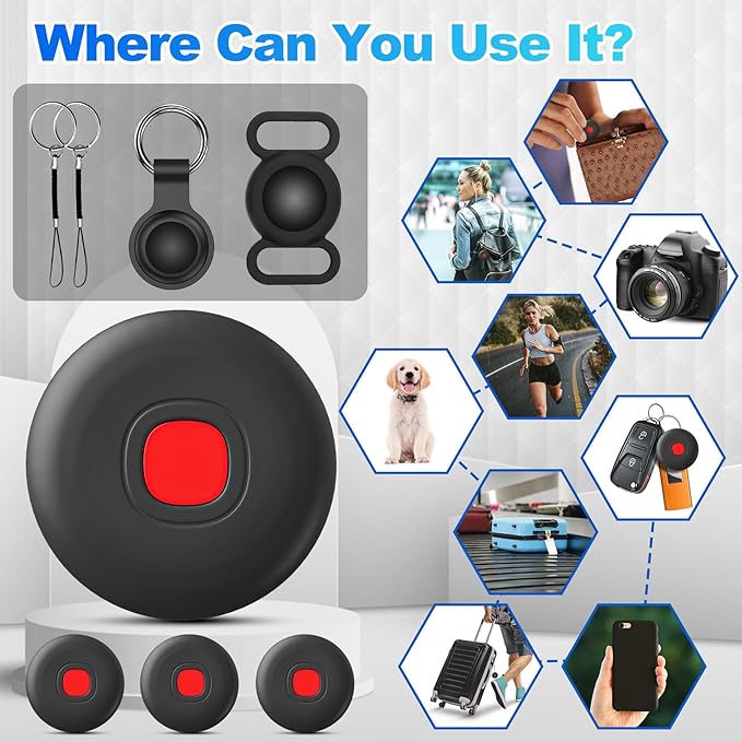 Tracker Tags-4 Pack Android Bluetooth Tracker for Android Tracker Tags, Google's Find Hub App, Item Finder for Android Luggage Tag Tracker, Waterproof Item Locator for Keys, Wallet, Pets (Black)