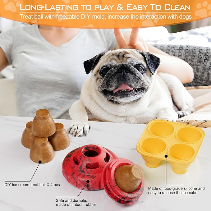 Dog Toys to Keep Them Busy,Frozen Treat Dog Enrichment Toys,Slow Food Training to Relieve Boredom and Stimulating,Dog Puzzle Treat Food Dispensing Ball Toy for Small Medium Large Dogs