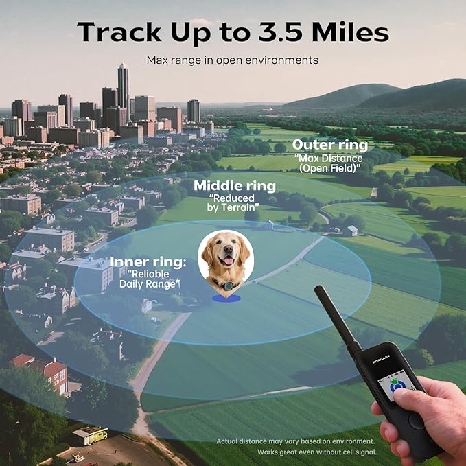 Outdoor GPS Dog Tracker – Ideal for Remote & Rural Areas, No Phone or Signal Needed, Real-Time Tracking for Daily Walks, Hiking, Farms, and Large Open Spaces – No Monthly Fees (Tracker 2)