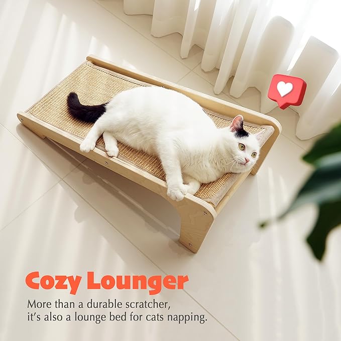 PETKARAY Cat Scratcher, Cat Sisal Scratching Ramp, L Shape Cat Scratch Pad for Indoor Cats, Wall Furniture Protector with Catnip Large