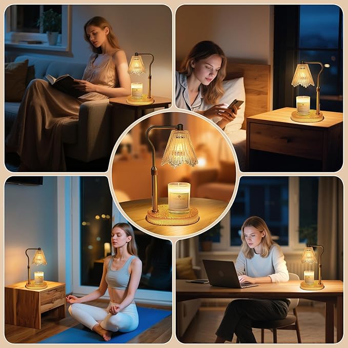 Candle Warmer Lamp with Timer Dimmable, Birthday Gifts for Women Mom, House Warming Gifts New Home Decor, Wax Melt Warmer for Jar Candles with 2 Bulbs