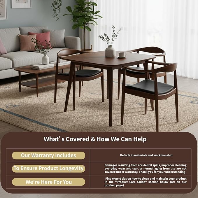 Tomile Upholstered Dining Chair Kennedy Armchair, Mid Century Modern Kitchen & Dining Chairs with PU Leather Cushion Seat, Hans Wegner Elbow Chair for Living Room Bedroom Office (Walnut Color)