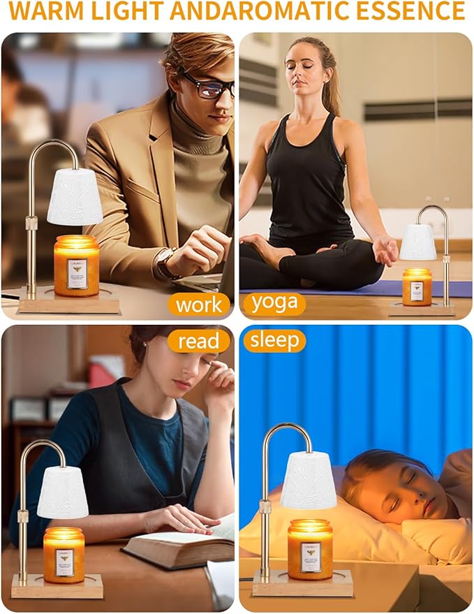 Ceramic Candle Warmer Lamp Dimmable Electric Lamp Candle Warmer for Jar Scented Candles Adjustable Height Mothers Day Birthday Gifts for Women Mom Grandma Offices Home Decor Light(White Butterfly)