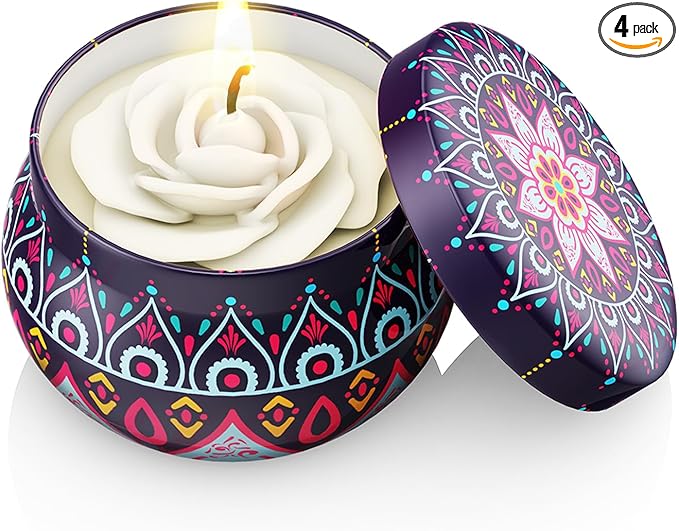 Scented Candles Gift Set, 8% Essential Oil, 4 Pack Aromatherapy Candle, Stress Relief Gift