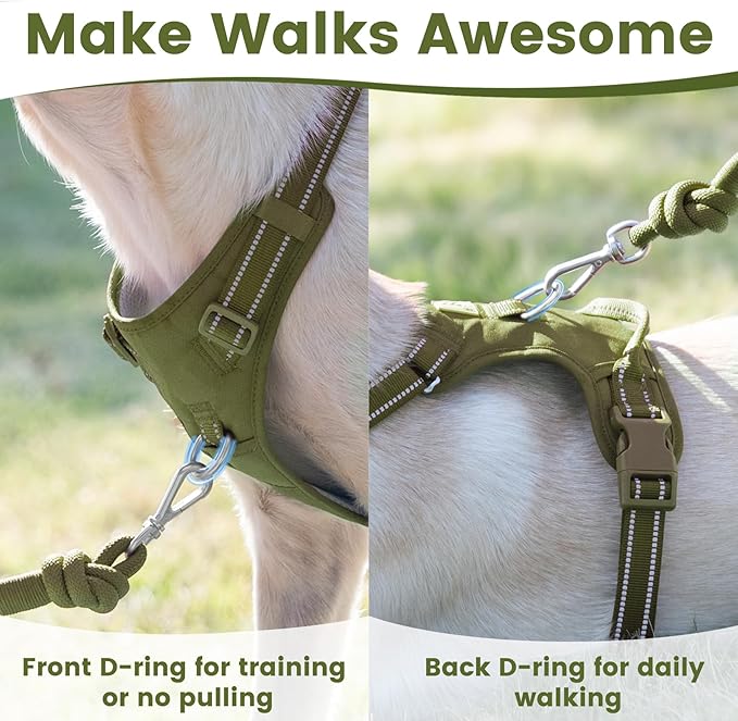 No Pull Dog Harness, Reflective Puppy Vest for Small Medium Large Sized Dog (Misty Green,XS)