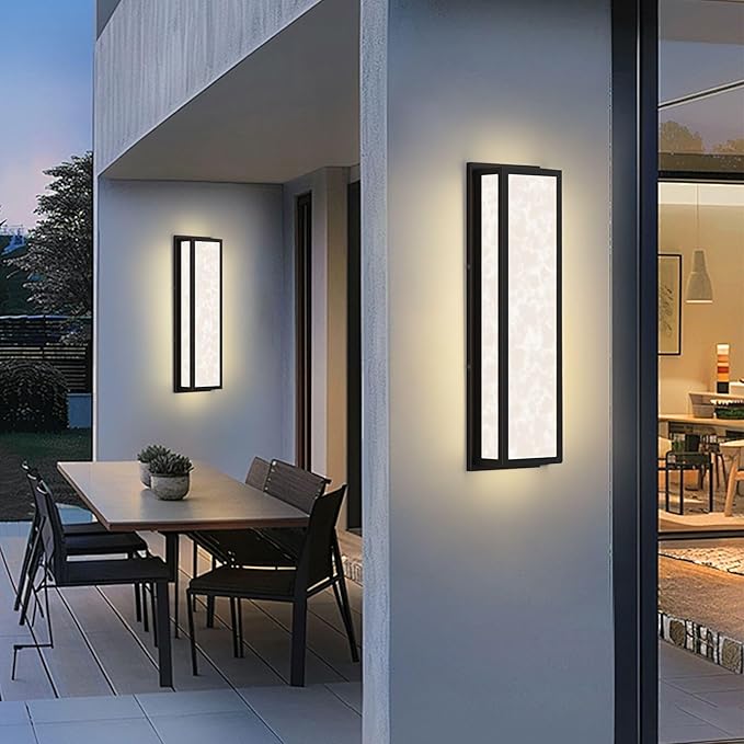 Motion Sensor Outdoor Wall Light LED 26W 24.8in - Rectangle Modern Exterior Lighting Fixture with Resin Shade, IP65 Waterproof Porch Sconce,for Garage,Front Door,Patio