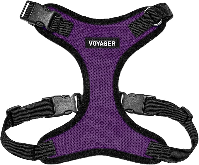 Voyager Step-in Pet Harness - All Weather Mesh, Adjustable Step in Harness for Cats and Dogs by Best Pet Supplies - Purple/Black Trim, XS