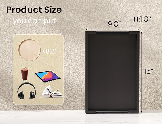 Bamboo Serving Tray with Metal Handles,15x10in Ottoman Decorative Trays Platter for Coffee Table,Living Room,Bar,Party,Medium(Black)