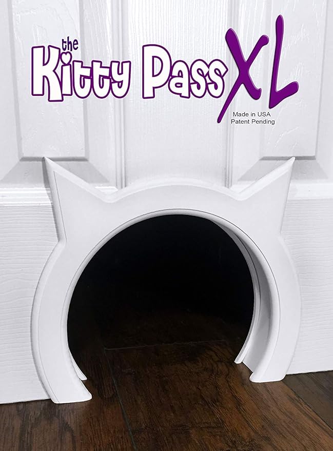 XL Cat Door for Interior Door - Cat Hole Kitty Door for Hidden Litter Box - Pet Door for Cats up to 30 lbs - Semi Gloss White Extra Large Cat Door Interior Door