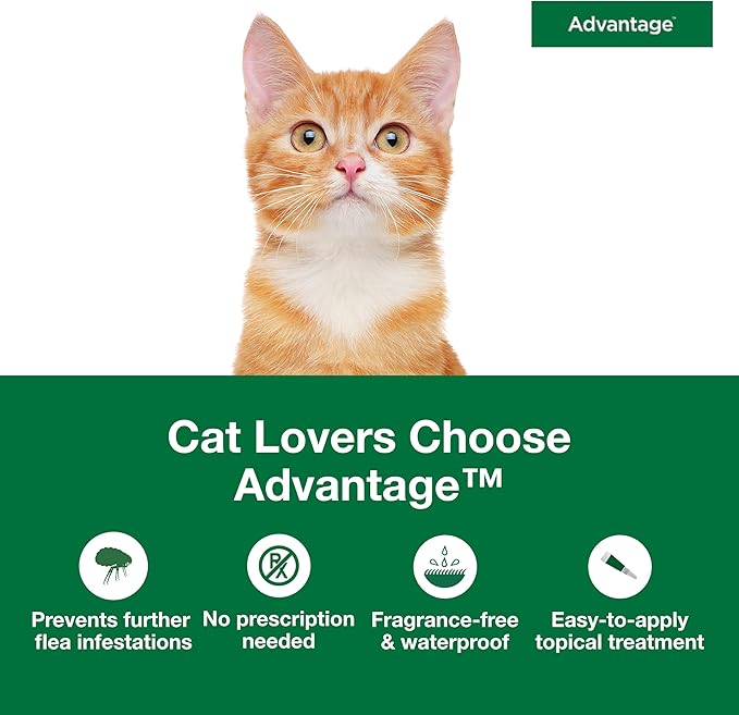 Advantage Topical Cat Flea Treatment and Prevention for Small Cats 2-9 lbs. | Apply Flea Drops Monthly | 2 Treatments