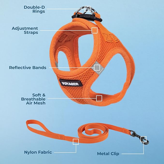 Voyager Step-in Pet Harness - All Weather Mesh, Adjustable Step in Harness for Cats and Dogs by Best Pet Supplies - 307S Orange, M