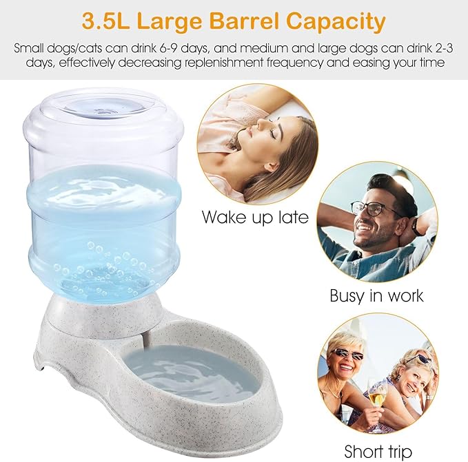 3.5L Automatic Pet Water Dispenser, Self-Refilling Pet Waterer for Cats and Dogs, Large Capacity Food-Grade Feeder