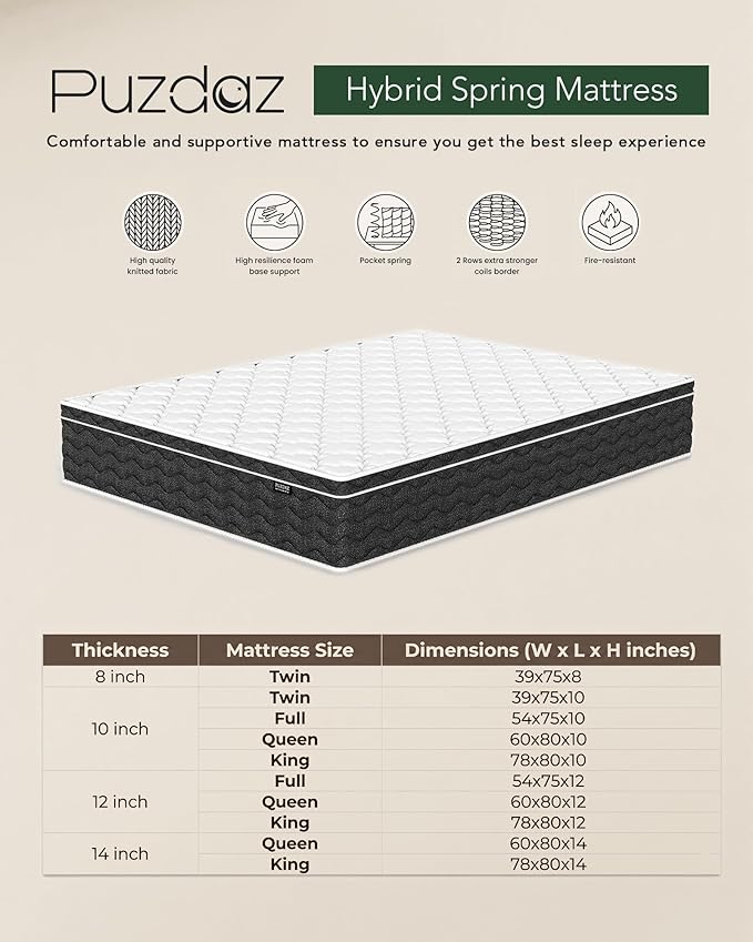 Queen Mattress 10 Inch Queen Mattress in a Box - Memory Foam & Individually Pocket Coils Springs, Pressure Relief, Motion Isolation, Edge Support, CertiPUR-US Certified, Medium Firm