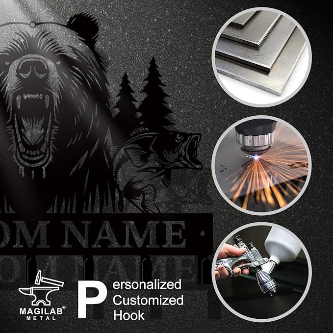 Personalized Custom Name Bear Key Wall Hooks,Metal Bear Keys Clothes Hooks,Metal Bear Wall Home Storage Decorative,For Front Door, Hallway, Kitchen, Bedroom,Keys,Hats (Style F)