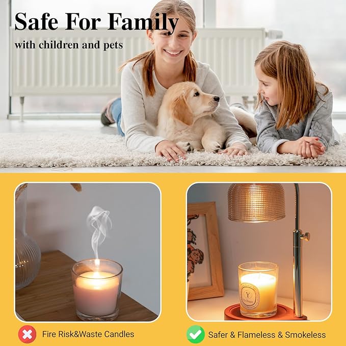 Candle Warmer Lamp Remote Control, Timer and Dimmer, Birthday Gifts for Women Mom Sister, House Warming Gifts Vintage Home Decor, Adjustable Height Wax Melt Warmer for Jar Candles with 2 Bulbs