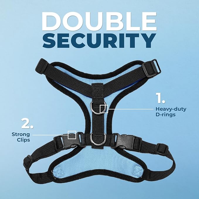 Voyager Step-in Pet Harness - All Weather Mesh, Adjustable Step in Harness for Cats and Dogs by Best Pet Supplies - Baby Blue/Black Trim, XS